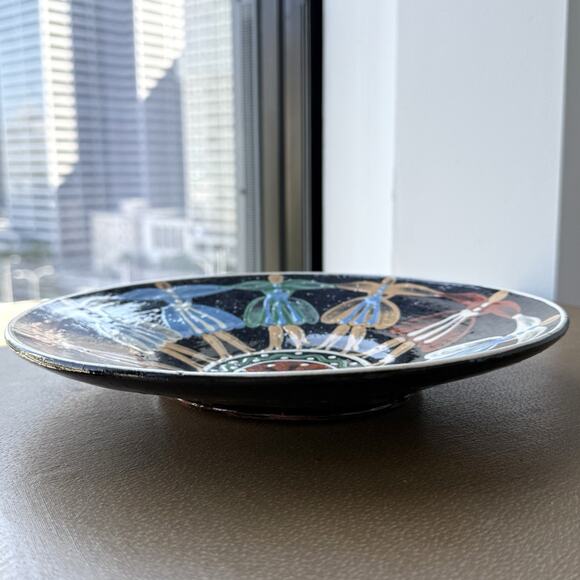 Vintage Slovac Redware Pottery Signed Parikrupa Plate Dancing Girls Woman 9 1/2" - Picture 4 of 6